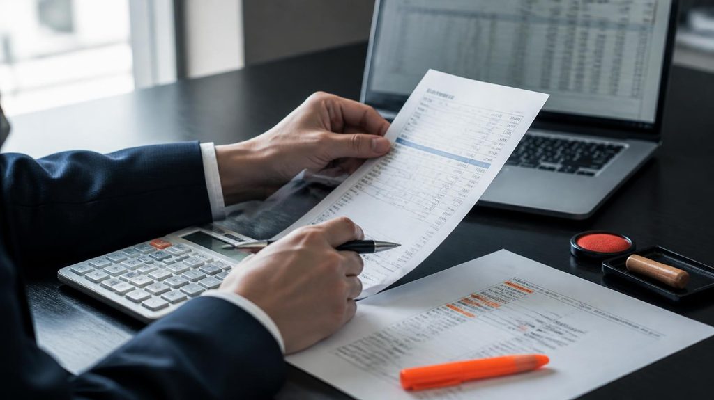 Accountant reviewing invoices during the October 2026 invoice system change